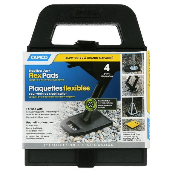 Camco Stabilizer Jack Pads | Absorbs Uneven Pressure | Recycled Rubber Materials, Black (44591)