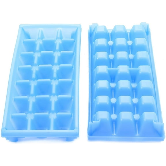 Camco Stackable Miniature Ice Cube Tray for Mini Fridges, RV/Marine, Dorm Small Freezers, 2 Pack 44100, Blue