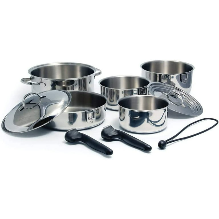 Non-Stick Cookware Set - Pans and Pots with Removable Handles, Space  Efficient Excellent for RVs and Compact Kitchen (Black 12 pieces)