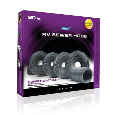 Camco Super Heavy-Duty RV Sewer Hose | Compresses to 52-inches for Storage | 20-Foot, HTS Vinyl, Gray (39651)