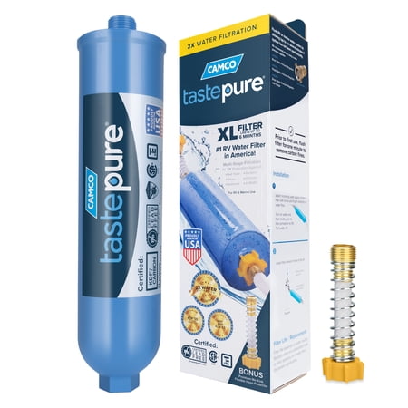 Camco TASTEPURE XL RV Water Filter and Hose Protector - 6-Step Water Filtration - Blue (40019) price history and forecast - Camco 40019