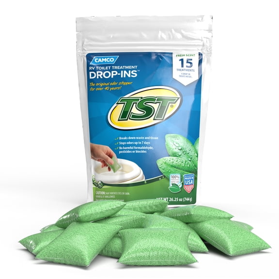 Camco TST RV Toilet Treatment Drop-INs, Fresh Scent, 15-Count (40264)
