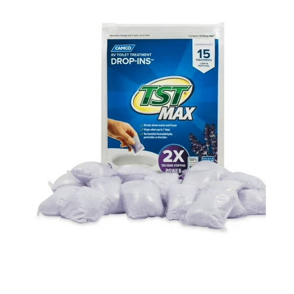Camco TST MAX RV Toilet Treatment Drop-Ins - Septic Safe - Lavender, 15 Count (41559)