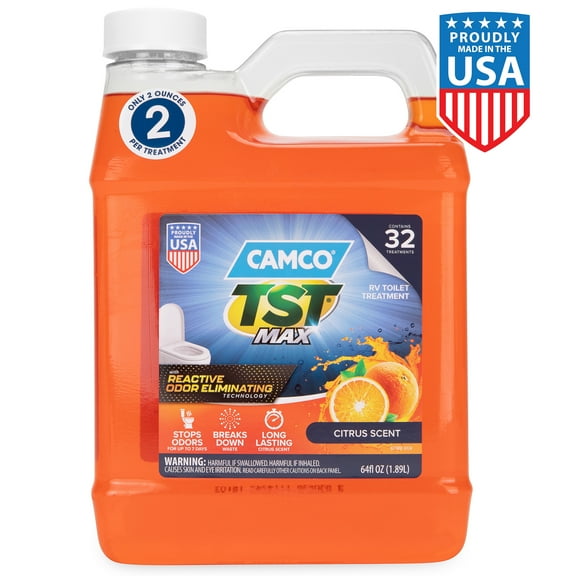 Camco TST MAX RV Liquid Toilet Treatment, Septic Safe, 64 Ounces (41195)
