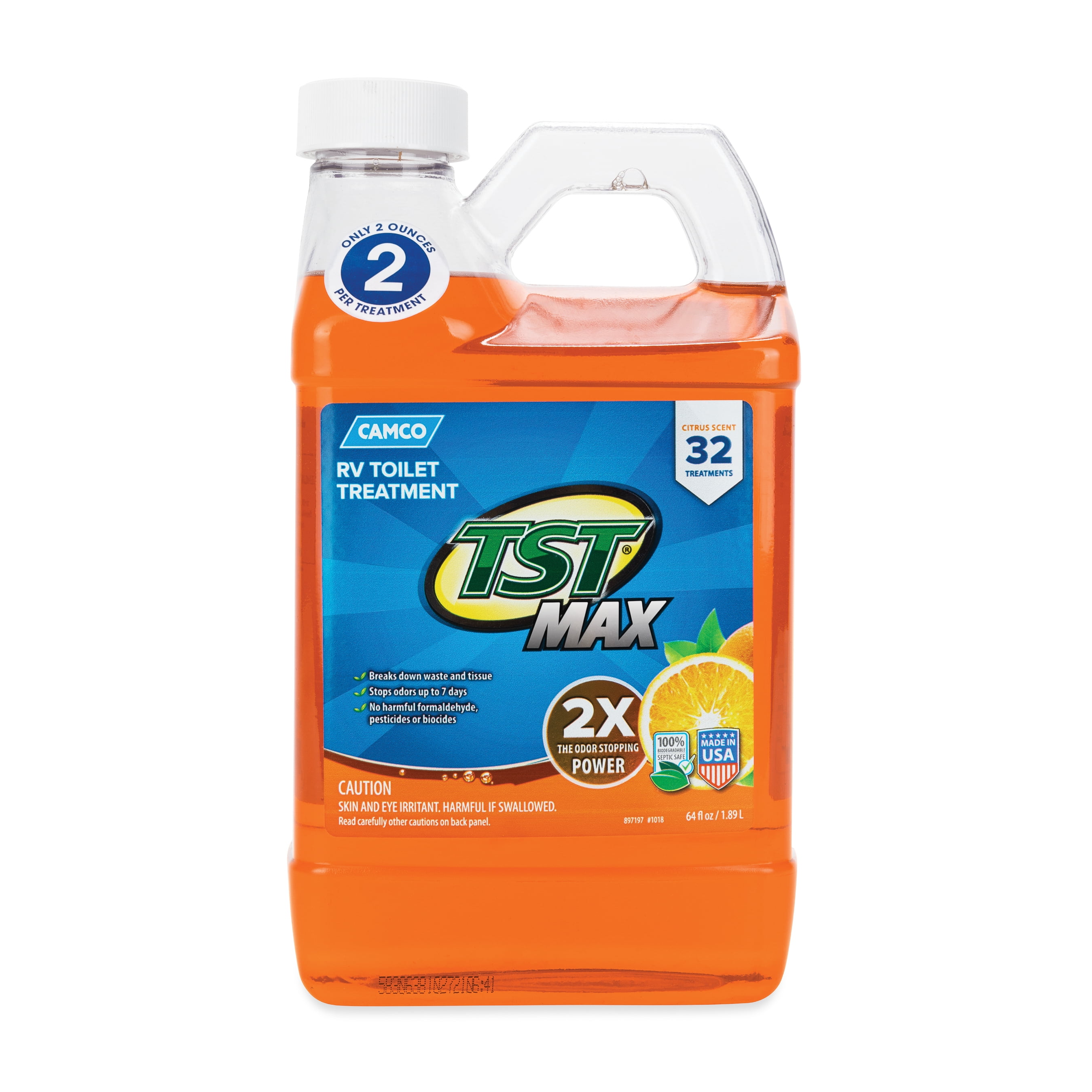 Camco TST MAX RV Liquid Toilet Treatment, Septic Safe, 64 Ounces (41195)