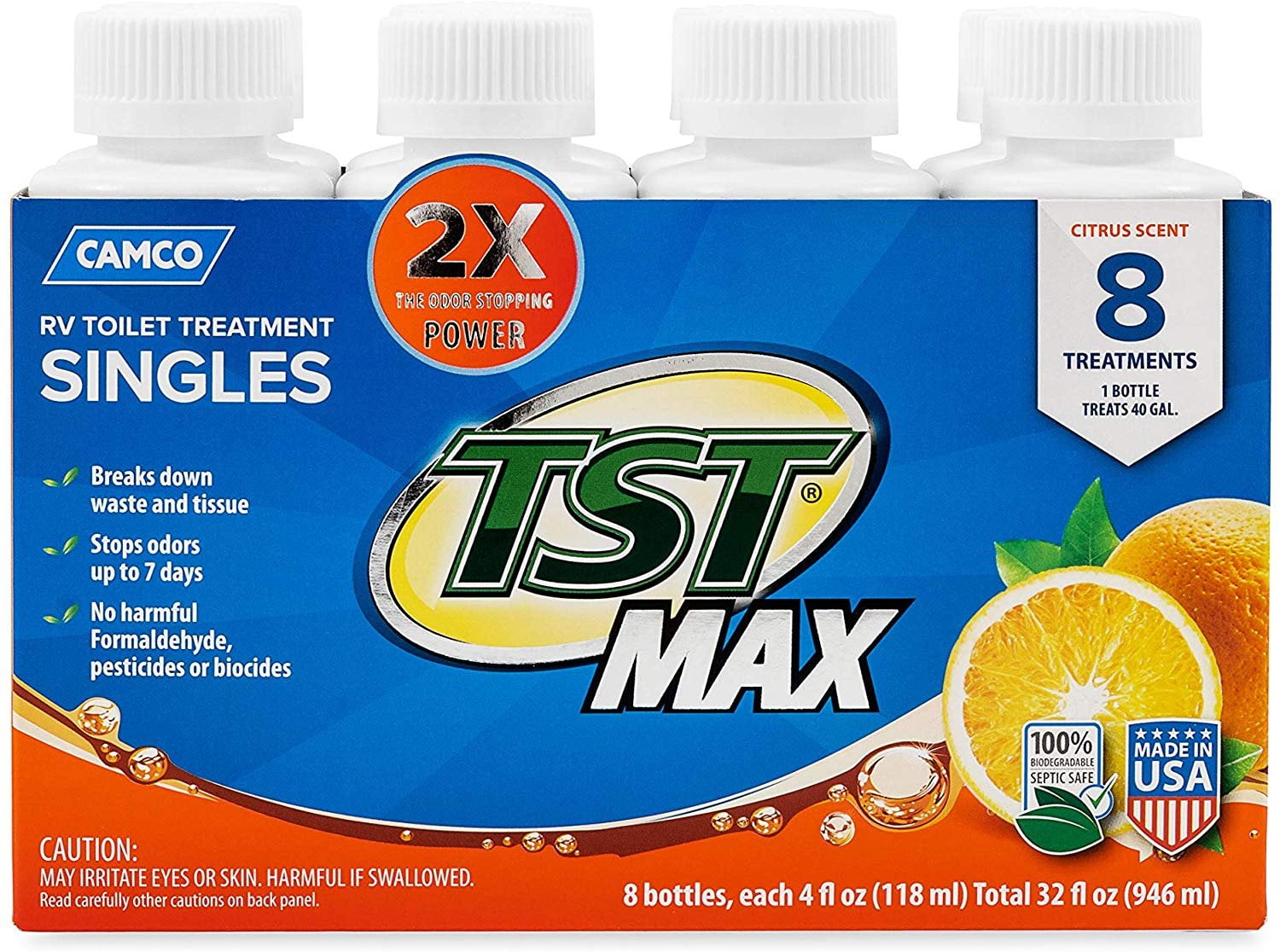 Camco TST UltraConcentrate Orange Scent RV Toilet Treatment, Formaldehyde Free, Breaks Down