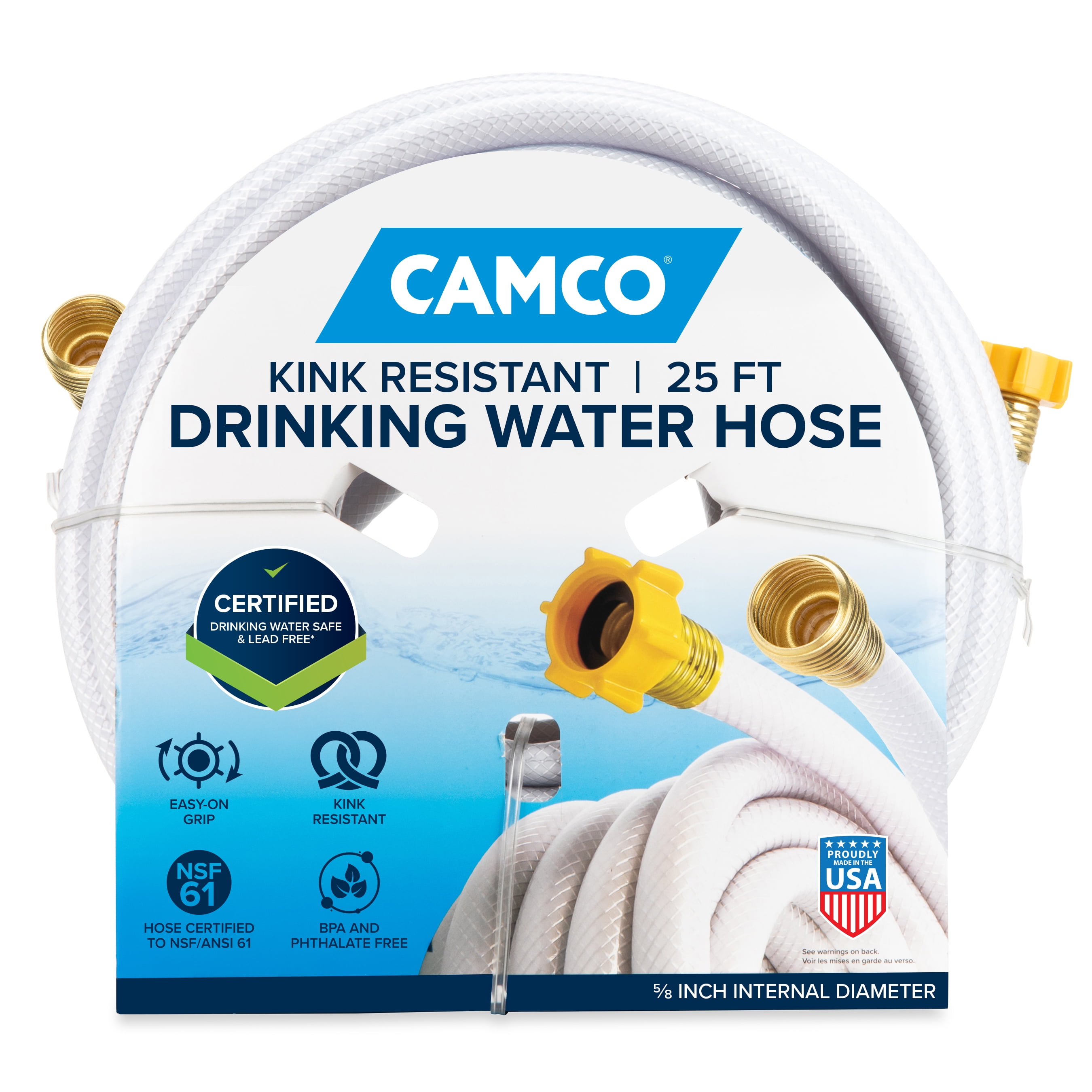 Camco TastePURE 25' RV Drinking Water Hose - Lead-Free, BPA-Free, Phthalate-Free PVC - White (22783)