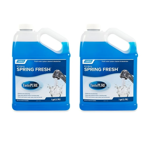 Camco TastePURE Spring Fresh RV Water System Cleaner & Deodorizer, 2 Pack