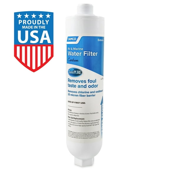 Camco Tastepure RV Water Filter - 20-Micron Filtration - White (40645)