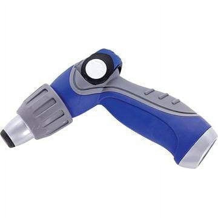 Blue and Gray Thumb Lever Hose Nozzle with Adjustable Spray