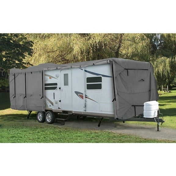 Camco ULTRAGuard Camper/RV Cover | Fits Class C RVs/Travel Trailers 26 to 28-feet | Extremely Durable Design that Protects Against the Elements (45743)
