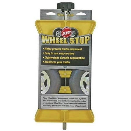 Camco Yellow RV Wheel Stop-Stabilizes Your Trailer by Securing Tandem Tires to Prevent Movement While Parked-Large 44622