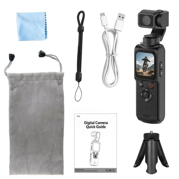 Camcorder 1 Inch CMOS 4K Video, 330 Degree Follow Gimbal Stabilizer, Quick Focus, Face Recognition/Object Tracking, Portable Camera with Camera Stand