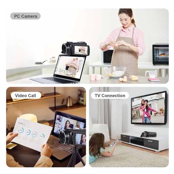 Camcorder,2.7k Video Inch Ips With 2pcs Batteries Smile Capture 48mp 16x Panel Beauty Dv 48mp 3.0 Inch -shake With 2pcs Video Camera 2pcs Batteries Remote 16x 3.0 Ips Dsfen -shake