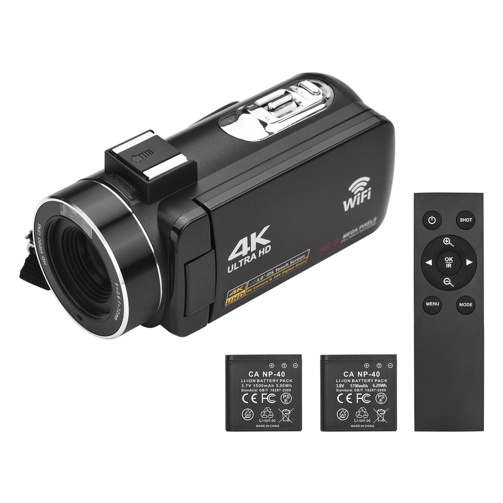 Camcorder,3.0 Inch Ips Camera Wifl Dv Inch Ips Ir Video Camera Batteries Remote Carry With 2pcs Batteries Camera Wifi Dv -shake 4k 56mp 18x 3.0 18x 3.0 Inch Vision -shake With Bortt Buzhi