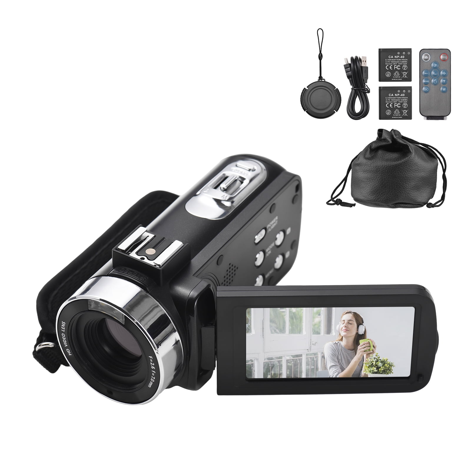 Camcorder,Camera 1080p Video 2pcs Batteries With Batteries 18x 3.0 Batteries Inch Fhd Dv Inch Screen Dv 30mp Dv Batteries 30mp 18x -shake With 3.0 Inch -shake Remote 30mp Video Camera