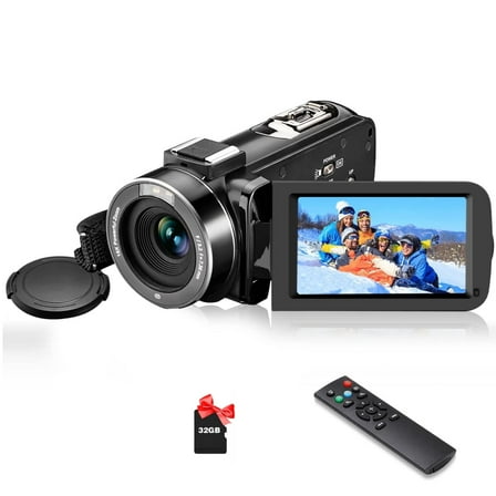 Camcorder Digital Camera 1080P 30FPS Video Camera 36MP IR Night Vision Vlogging Camera Recorder 3.0 Inch IPS Screen 270 Degree Rotation 16X Digital Zoom Camcorder with Remote Control,32GB SD Card