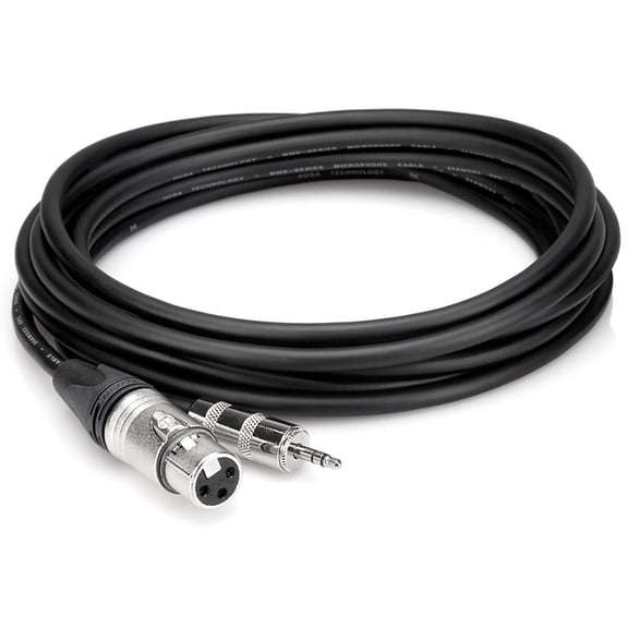 Camcorder Microphone Cable, Neutrik XLR3F to Hosa 3.5mm TRS, 15'