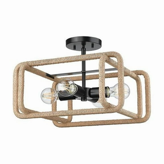 Wry Lighting Camden 4-light Semi-Flush Mount in Matte Black