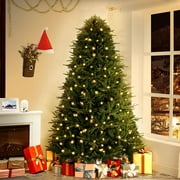 Naomi Home Camden 6.5ft Prelit Artificial Christmas Tree with Lights, Foot Pedal, 2041 Branch Tips, 400 Warm Lights and Metal Stand, 51" wide tree