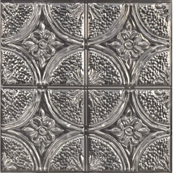 Camden Antique Silver Faux Tin Peel & Stick Backsplash Tiles, Metallics