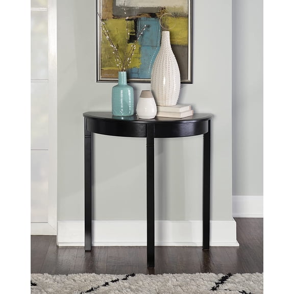 Camden Demi Lune Black and Cherry Wood Console Table