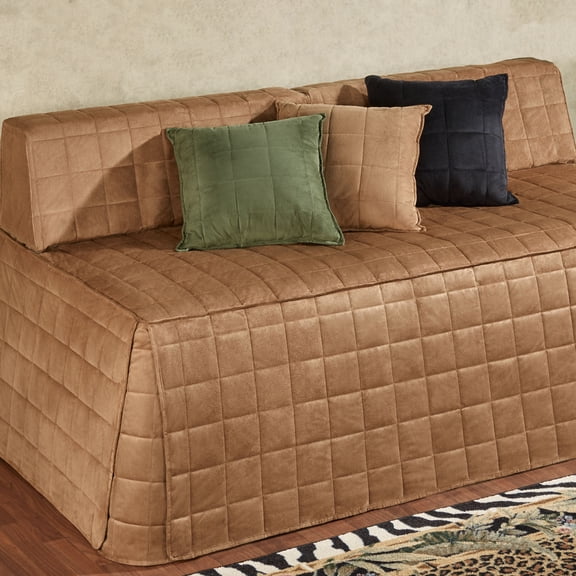 Camden Fitted Polyester Faux Suede Bedding, 5-Pc Camel Twin XL Hollywood Daybed Set