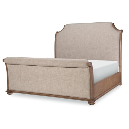 Camden Heights Chestnut Complete King Upholstered Wood Sleigh Bed