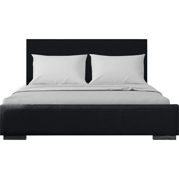 Camden Isle Abbey Platform Bed | Upholstered | Low Profile | Full, Black Upholstered