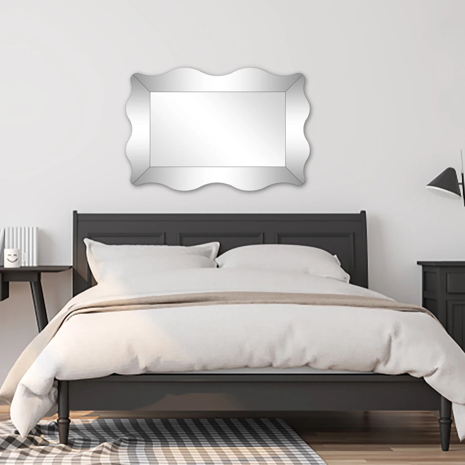 Antonella Curved Beveled Wood Frame Wall Mirror 40"