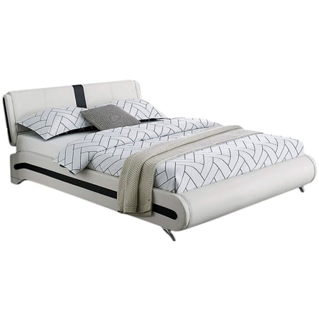 Camden Isle Carlton Platform Bed | Striped Headboard and Side Rails | King, White