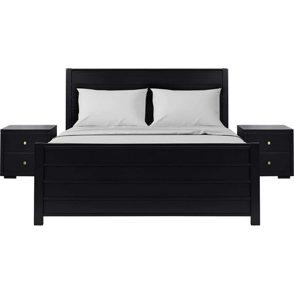 Camden Isle Caroline Platform Bedroom Set | Paneled Headboard | King, Black