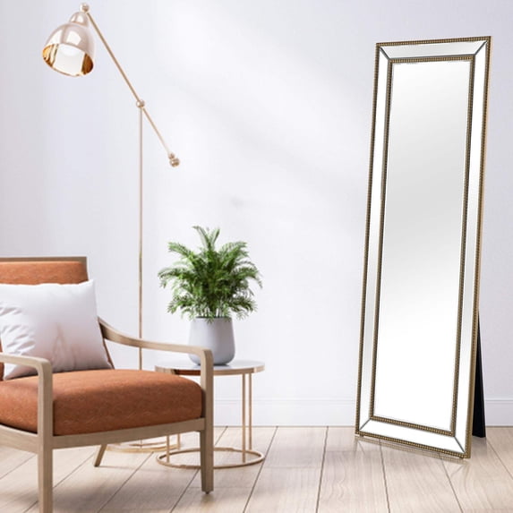 Camden Isle Gold Beaded Freestanding Mirror