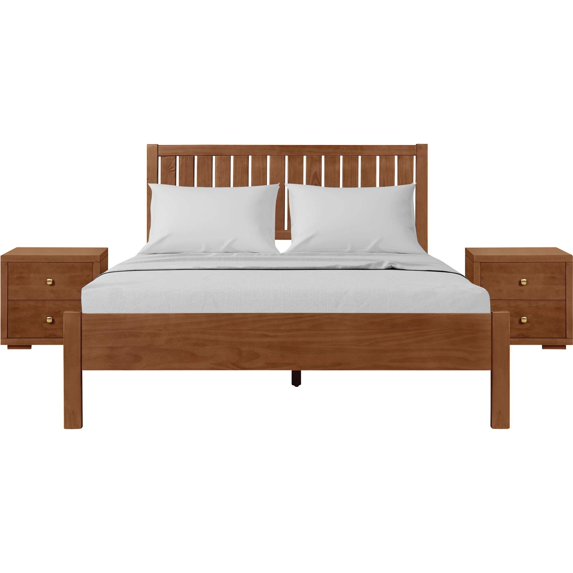Camden Isle Graham Platform Bedroom Set | Slatted Headboard | King, Walnut