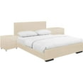 thumbnail image 1 of Camden Isle Hindes Platform Bedroom Set | Upholstered | Low Profile | King, Beige + 2 Nightstands, 1 of 11
