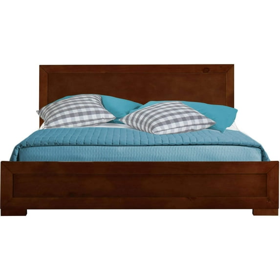 Camden Isle Oxford Platform Bed | Paneled Headboard | Low Profile | Full, Walnut