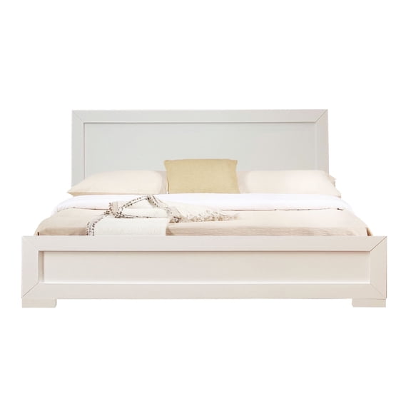 Camden Isle Trent Platform Bed | Paneled Headboard and Footboard | Queen, White