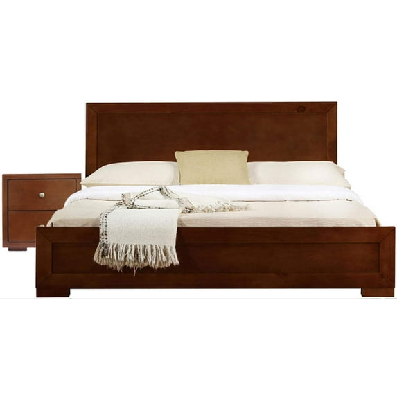 Camden Isle Trent Platform Bedroom Set | Paneled Headboard and Footboard | Full, Walnut + 1 Nightstand