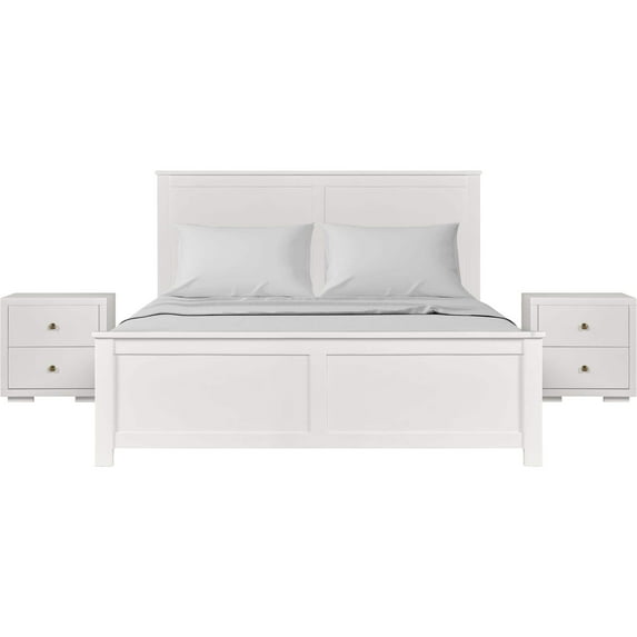 Camden Isle Winston Platform Bedroom Set | Paneled Headboard | King, White