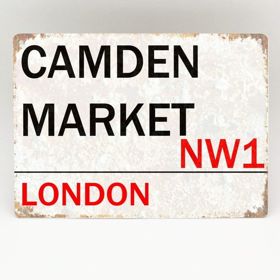 Camden Market Metal Sign London Street Retro Wall Plaque Door Metal Plate Plaque Metal Sign (Aluminum) Size: 8 x 12 inch