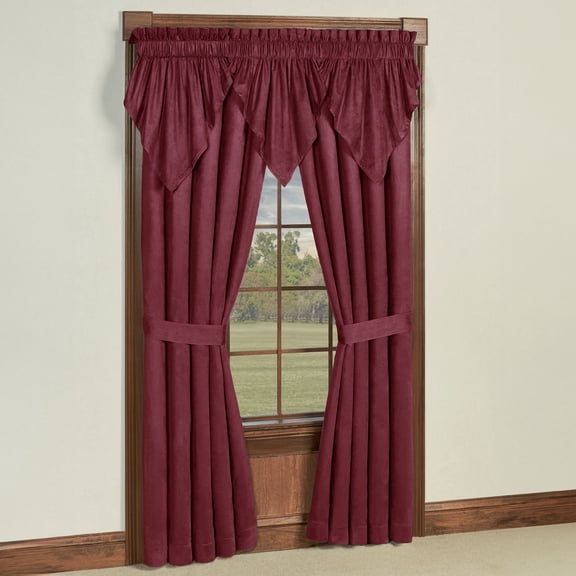 Camden Polyester Faux Suede Window Treatment, Claret Ascot Valances - 84L Curtains Set