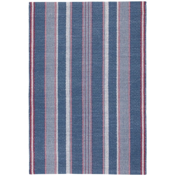 Dash & Albert Camden Stripe Handwoven Cotton Rug, 2' x 3', Denim