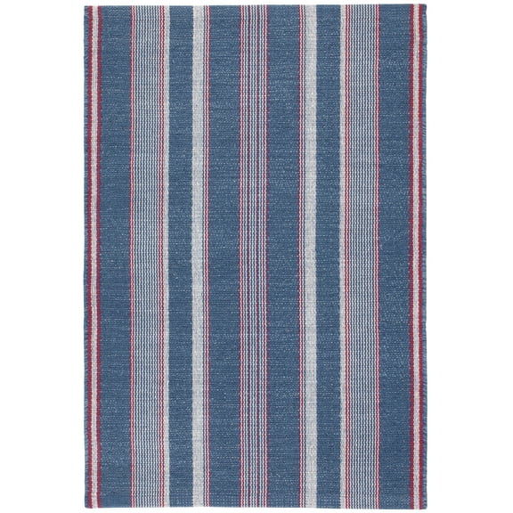 Dash & Albert Camden Stripe Handwoven Cotton Rug, 3' x 5', Denim