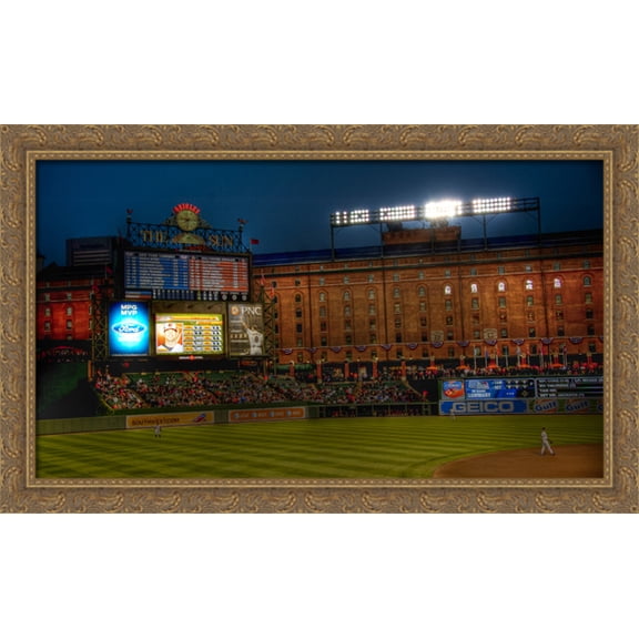 Camden Yards 40x26 Large Gold Ornate Wood Framed Canvas Art - Home of the Baltimore Orioles