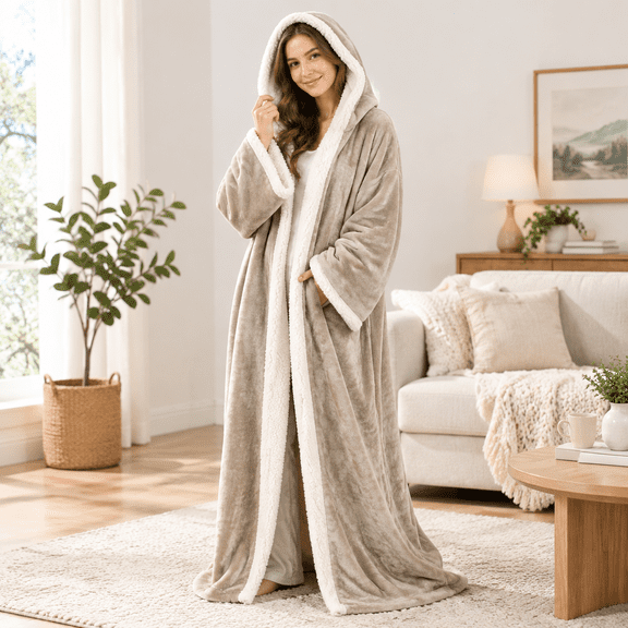 Camel 50"x70" Wearable Electric Snuggle Throw Blanket with Foot Pocket and Sleeves