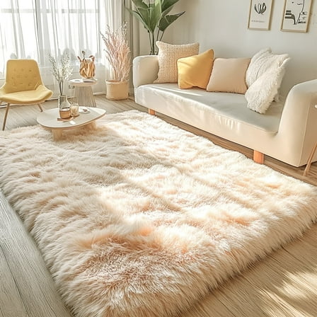 Pentantan Shag Area Rugs, 5ft x 8ft Soft Fluffy Indoor Carpet for Living Room Bedroom Decor, Camel