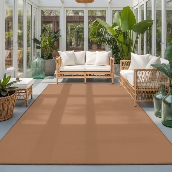 Camel 8'x10' Large Area Rugs Light Brown Solid Background Autumnal Rustic Farmhouse Washable Area Rugs Non-Slip Indoor Floor Mats Large Carpet for Living Room Bedroom Dining Room