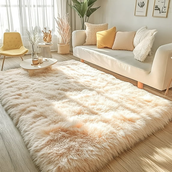Pentantan Shag Area Rugs, 8ft x 10ft Soft Fluffy Indoor Carpet for Living Room Bedroom Decor, Camel