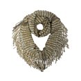 thumbnail image 1 of Camel Beige Cream Striped Winter Infinity Scarf With Fringe, 1 of 2