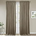 thumbnail image 1 of Camel Beige Velvet Curtains - Stylish Thermal Insulated Privacy Drapes for Office, Soft Noise Reducing Curtains, Neutral Tone Home Decor, W52 x L92, 2 Panels, 1 of 9